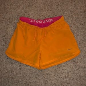Orange Nike Dri-Fit Shorts With Built in Spandex